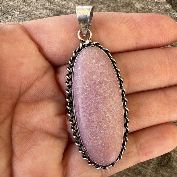 Pink Opal 925 Sterling Silver Necklace Handmade Pendant gemstone - Picture 7 of 12